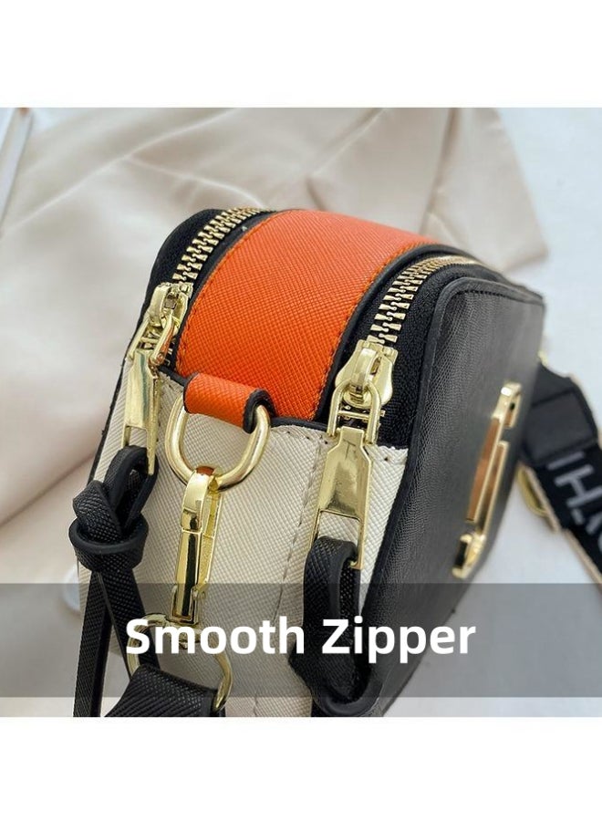 Women's Versatile PU Leather Shoulder Bag, Ladies Portable Camera Bag Crossbody Bag Sling Bag Side Bag Carry Bag, Retro Contrasting Small Square Bag Handbag Satchel Bags for Girls/College Students  - Image 4