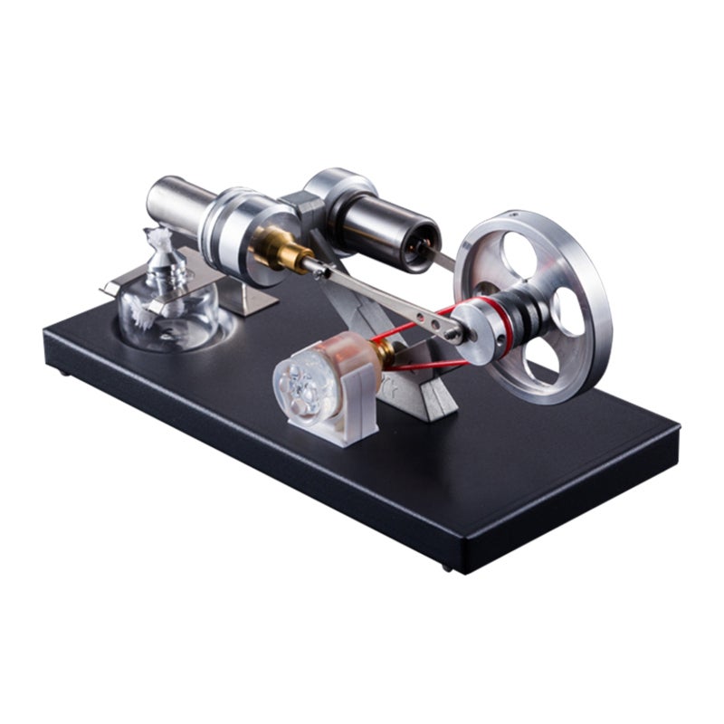 Electric Generator: 4Pcs LED Lights - Metal Base Zinc Alloy Aluminum Stainless Steel Brass Sleeve for Classroom Teaching Laboratory Experiment Physics Learning - Image 1