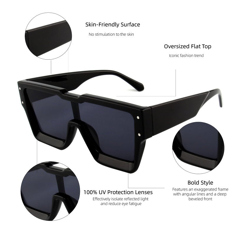 KENBO Oversized Sunglasses for Women Men Trendy Square Sun Glasses One Piece Lens Big Sunglasses - Image 4