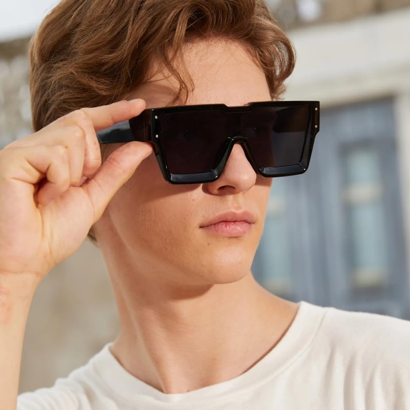 KENBO Oversized Sunglasses for Women Men Trendy Square Sun Glasses One Piece Lens Big Sunglasses - Image 2