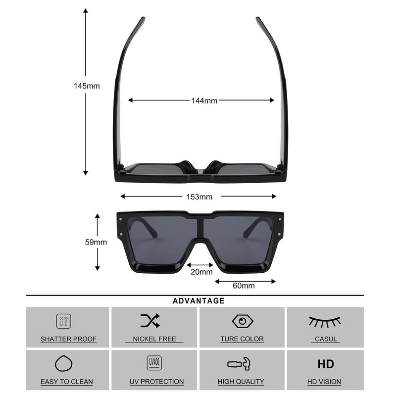 KENBO Oversized Sunglasses for Women Men Trendy Square Sun Glasses One Piece Lens Big Sunglasses - Image 5