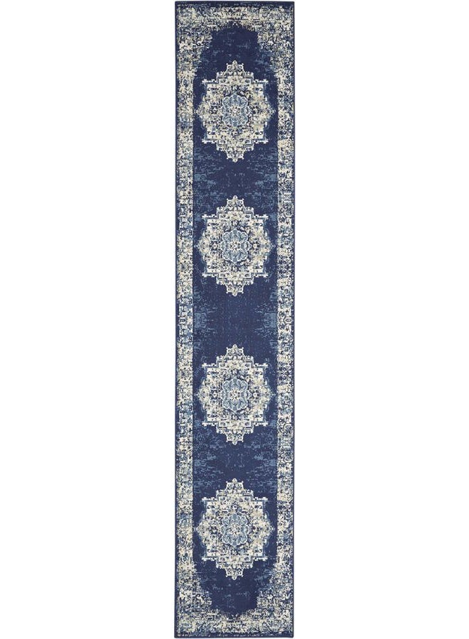 Nourison Grafix Persian Navy Blue 2'3" x 10' Area Rug, Easy Cleaning, Non Shedding, Bedroom, Living Room, Dining Room, Kitchen - Image 2