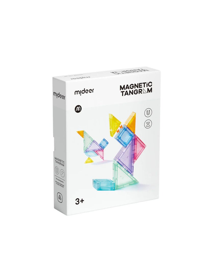MiDeer Magnetic Tangram Puzzle for Kids Ages 3+ – Educational STEM Toy with Strong Magnets for Flat & 3D Shape Building – Develops Spatial Awareness, Problem Solving & Creativity – Includes Timer & Manual - Image 1