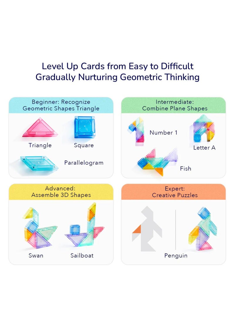 MiDeer Magnetic Tangram Puzzle for Kids Ages 3+ – Educational STEM Toy with Strong Magnets for Flat & 3D Shape Building – Develops Spatial Awareness, Problem Solving & Creativity – Includes Timer & Manual - Image 4