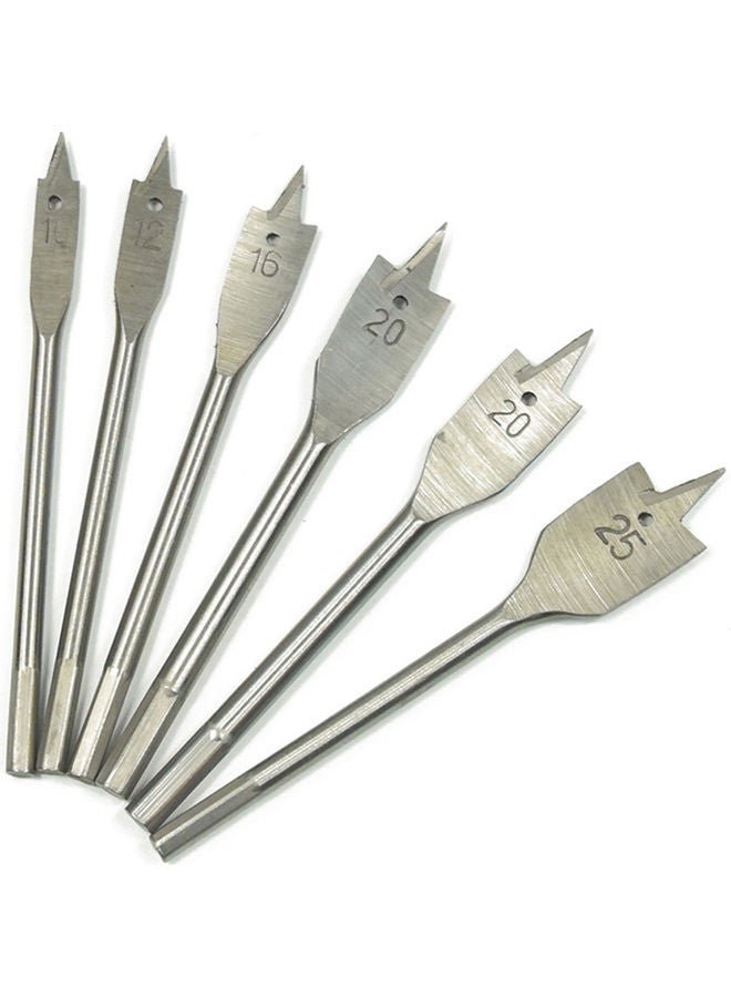 NIBEMINENT 6-Piece Flat Wood Drill Sets Silver - Image 1