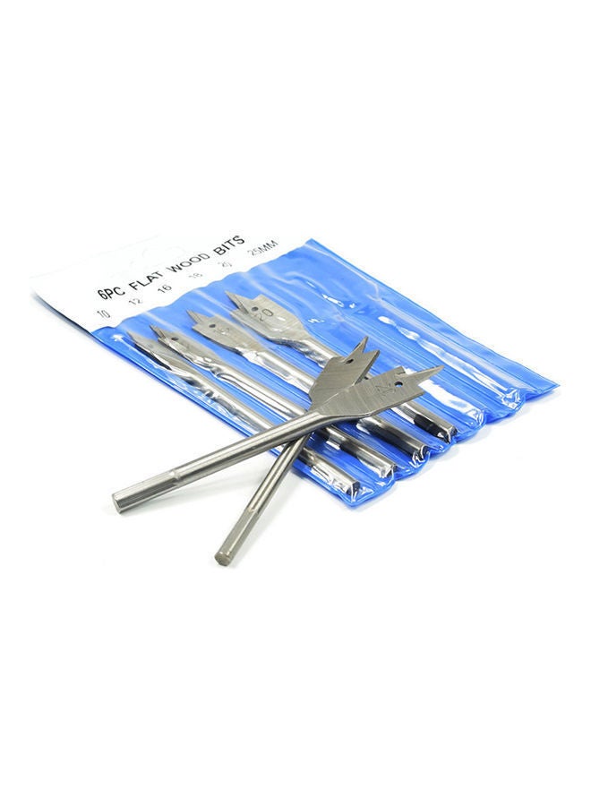 NIBEMINENT 6-Piece Flat Wood Drill Sets Silver - Image 2