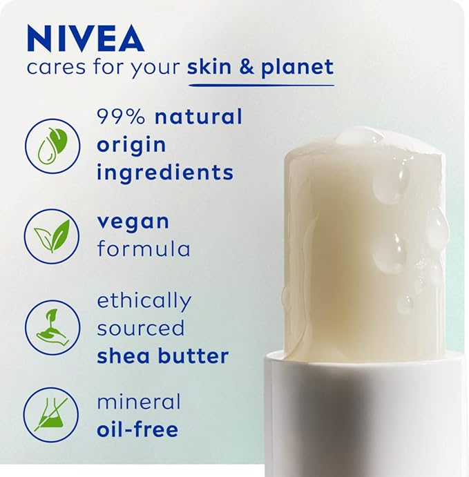 Nivea بلسم الشفاه نيفيا هايلورون موستشر بلس 52 جرام بلسم شفاه خفيف للغاية مع حمض الهيالورونيك يوفر ترطيبًا لمدة 24 ساعة وشفاه أكثر نعومة بشكل ملحوظ - Image 2