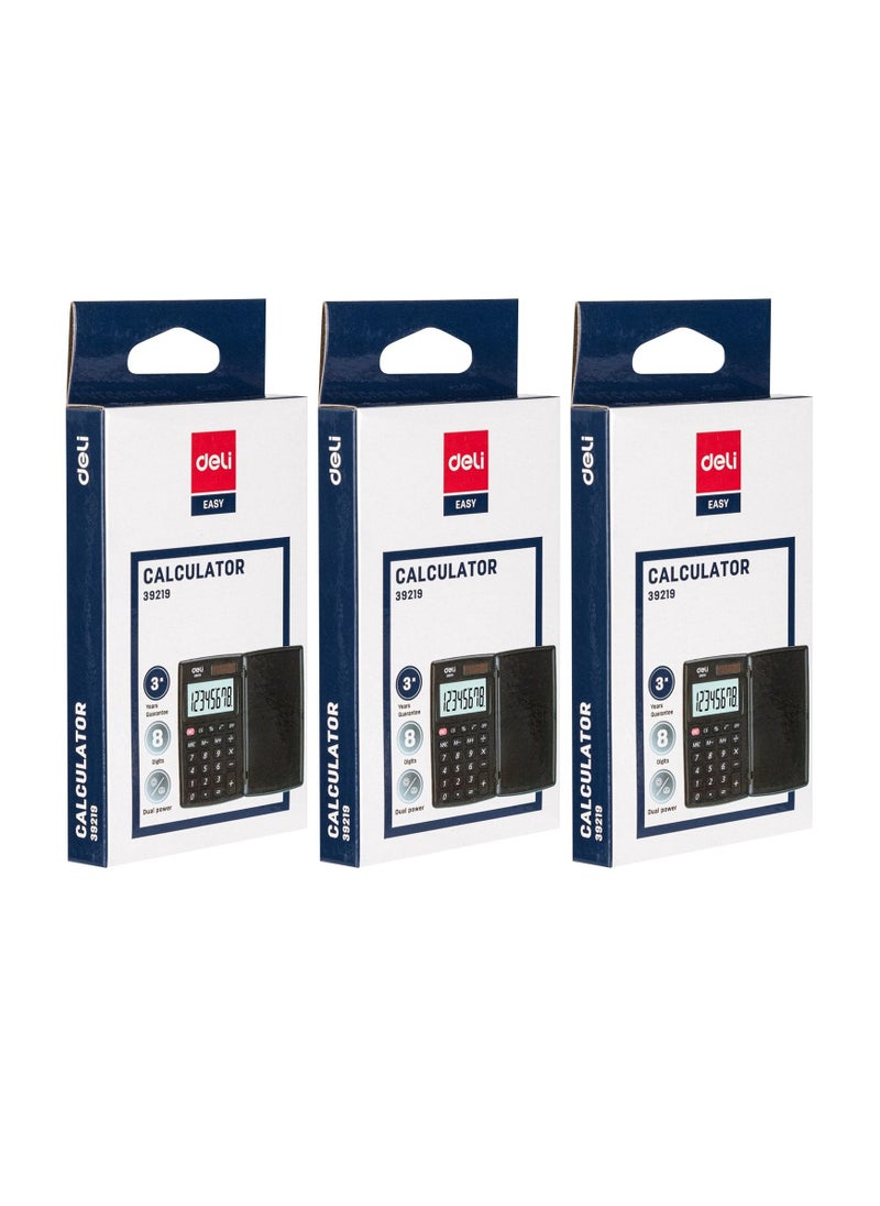 Deli 3-Piece Pocket Size Calculator With Cover  - Image 1