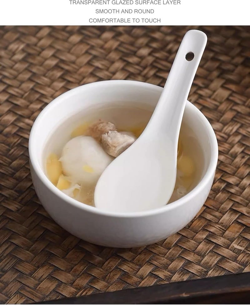 ACANDYL Soup Spoons Asian Soup Spoon 5.0 inch Chinese Soup Spoons Soup Dumplings Ramen Spoons Japanese Soup Spoons Ceramic Spoon Perfect for Pho, Miso, Wonton, Ramen, Dumpling, Macaron (6, WHITE) - Image 3