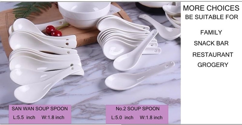 ACANDYL Soup Spoons Asian Soup Spoon 5.0 inch Chinese Soup Spoons Soup Dumplings Ramen Spoons Japanese Soup Spoons Ceramic Spoon Perfect for Pho, Miso, Wonton, Ramen, Dumpling, Macaron (6, WHITE) - Image 4