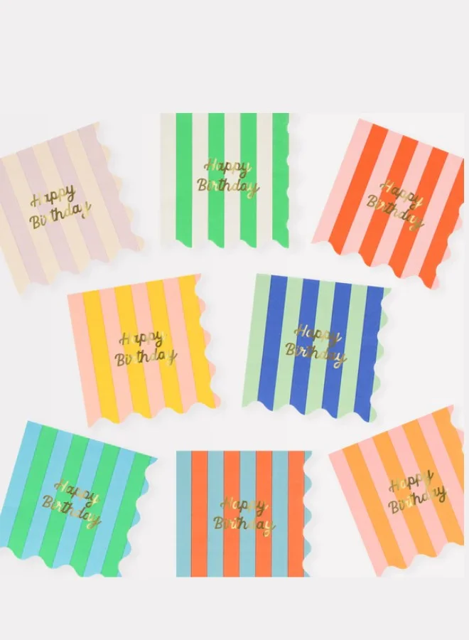 Meri Meri Stripe Happy Birthday Small Napkins