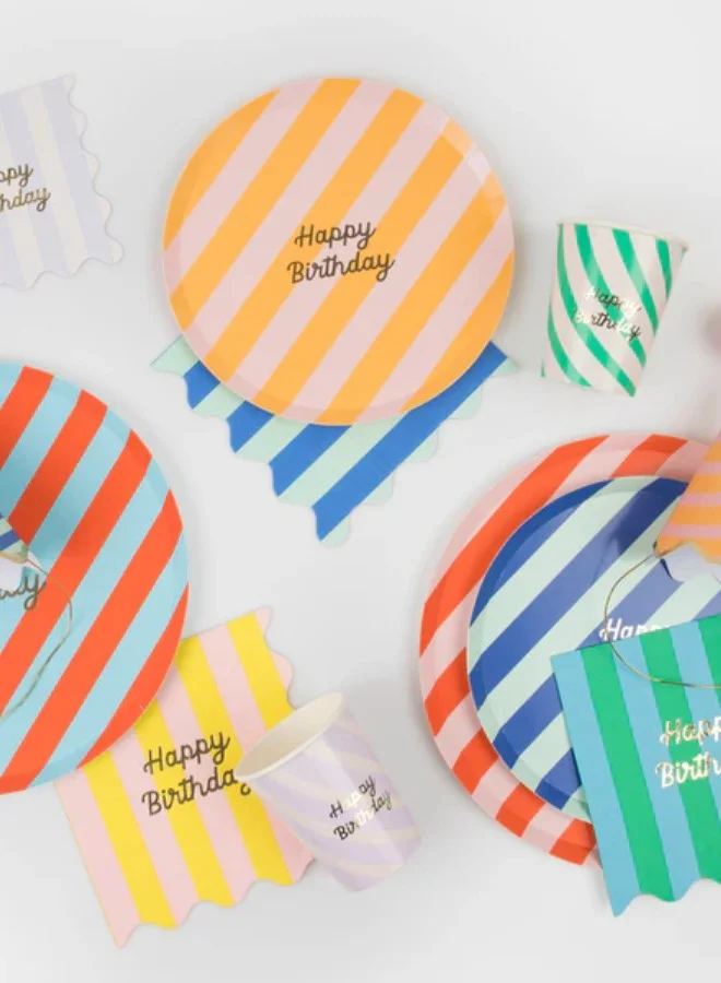 Meri Meri Stripe Happy Birthday Small Napkins