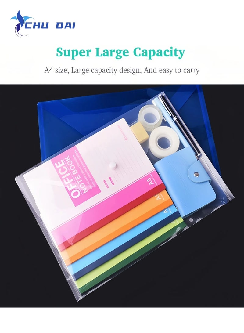 CHU DAI 10 pack Clear Document Folders Transparent Filing Envelopes Waterproof File Holder with Snap Button Closure for A4 Letter Paper Size (10 Pcs) - Image 5