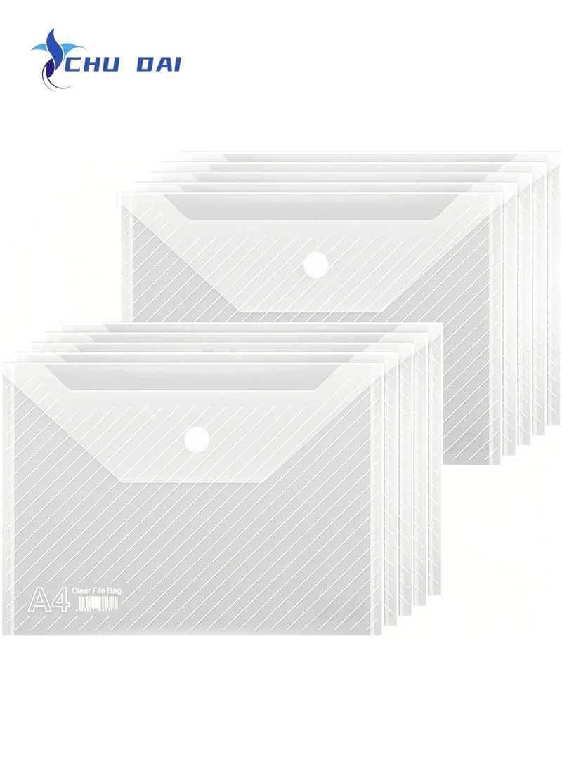 CHU DAI 10 pack Clear Document Folders Transparent Filing Envelopes Waterproof File Holder with Snap Button Closure for A4 Letter Paper Size (10 Pcs) - Image 1