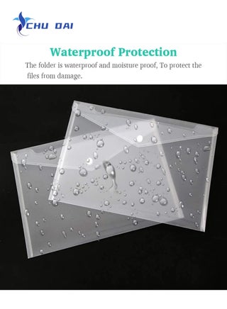 10 pack Clear Document Folders Transparent Filing Envelopes Waterproof File Holder with Snap Button Closure for A4 Letter Paper Size (10 Pcs) - view 3