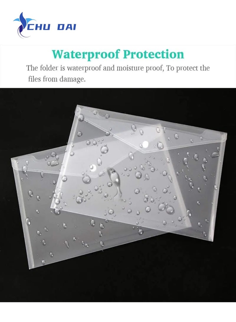 CHU DAI 10 pack Clear Document Folders Transparent Filing Envelopes Waterproof File Holder with Snap Button Closure for A4 Letter Paper Size (10 Pcs) - Image 3