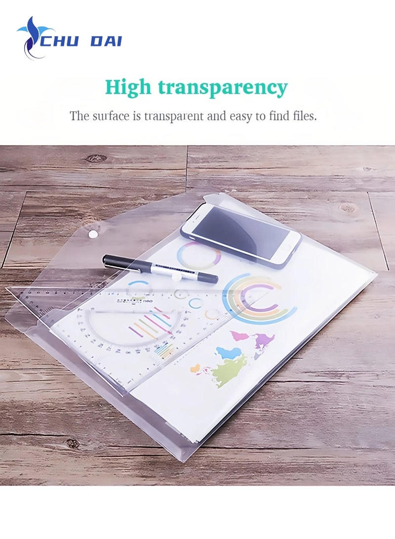 CHU DAI 10 pack Clear Document Folders Transparent Filing Envelopes Waterproof File Holder with Snap Button Closure for A4 Letter Paper Size (10 Pcs) - Image 4