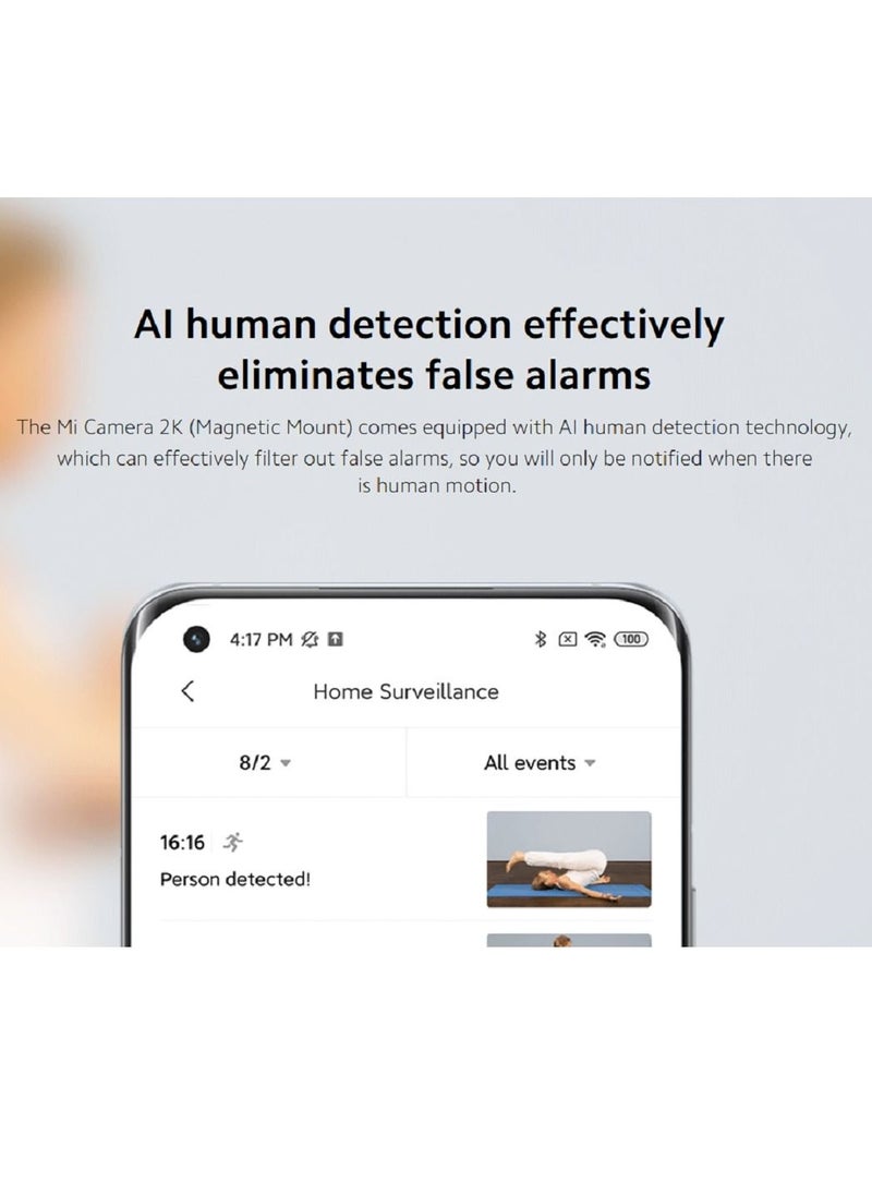 Xiaomi - XIAOMI Mi Camera 2K (Magnetic Mount) 180° rotating magnetic mount |Infrared night vision | Two-way voice calls | Motion detection- White - Image 1