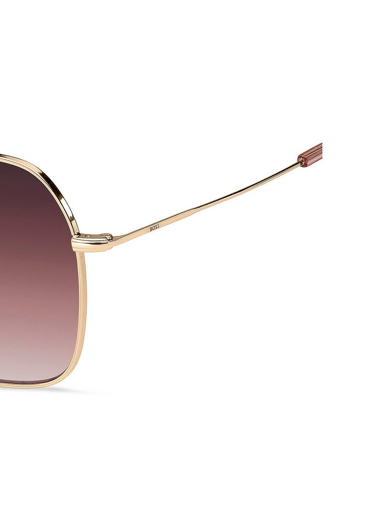 HUGO BOSS - نظارة شمسية مربعة للحماية من الأشعة فوق البنفسجية للنساء - Boss 1532/S Rose Gold 58 - مقاس العدسة: 58 ملم - Image 1