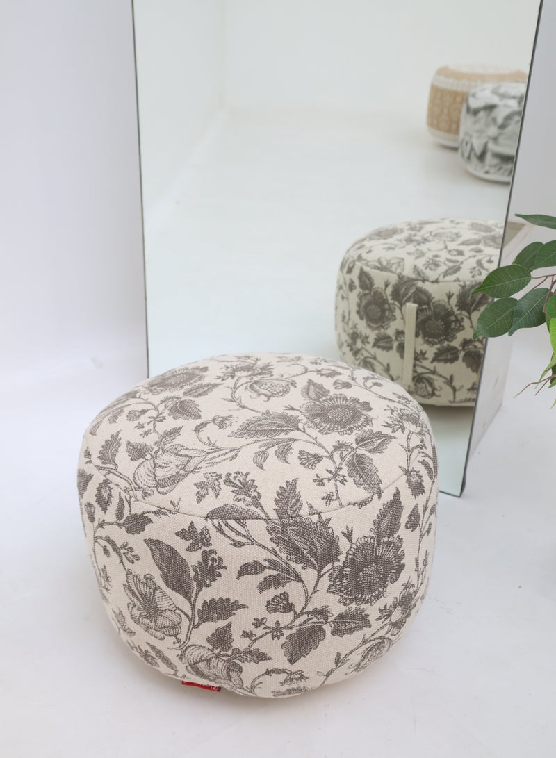 Ramsha Hand Made grey Color Decor Pouf – PF-177 (50x50x30cm)  - Image 1