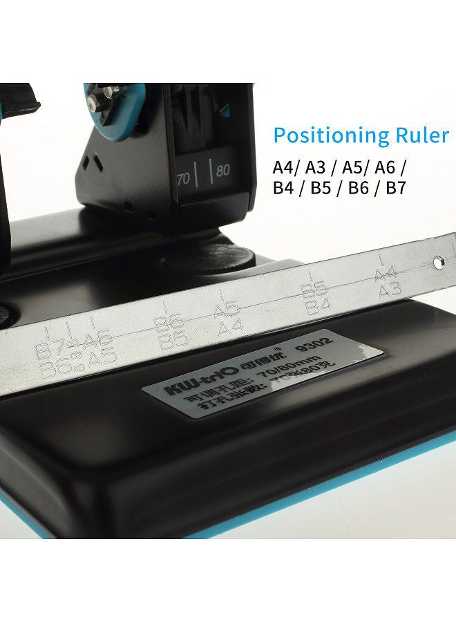 Kw-trio 2-Hole Paper Punch Handheld Metal Hole Puncher Adjustable Hole Distance 70mm/80mm 70 Sheet Capacity 6mm for A4/ A3 / A5/ A6 / B4 / B5 / B6 / B7 Notebook Scrapbook Diary Planner  - Image 2