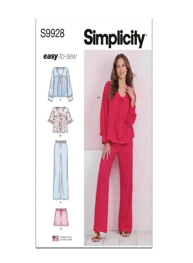 سيمبليسيتي نمط خياطة SIMPLICITY SS9928A قمصان وبناطيل وشورتات نسائية (مقاسات XS-SML-XL-XXL) - Image 1
