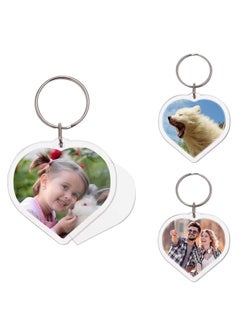SYOSI Acrylic Photo Frame Keychain Holder 30 Pieces Heart Blank Photo Insert Keychain DIY Clear Acrylic Picture Keychains Picture Frame Key Chain Snap-In Custom Insert Photo Keyring for Lovers Family  - Image 5