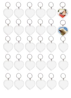 SYOSI Acrylic Photo Frame Keychain Holder 30 Pieces Heart Blank Photo Insert Keychain DIY Clear Acrylic Picture Keychains Picture Frame Key Chain Snap-In Custom Insert Photo Keyring for Lovers Family  - Image 1