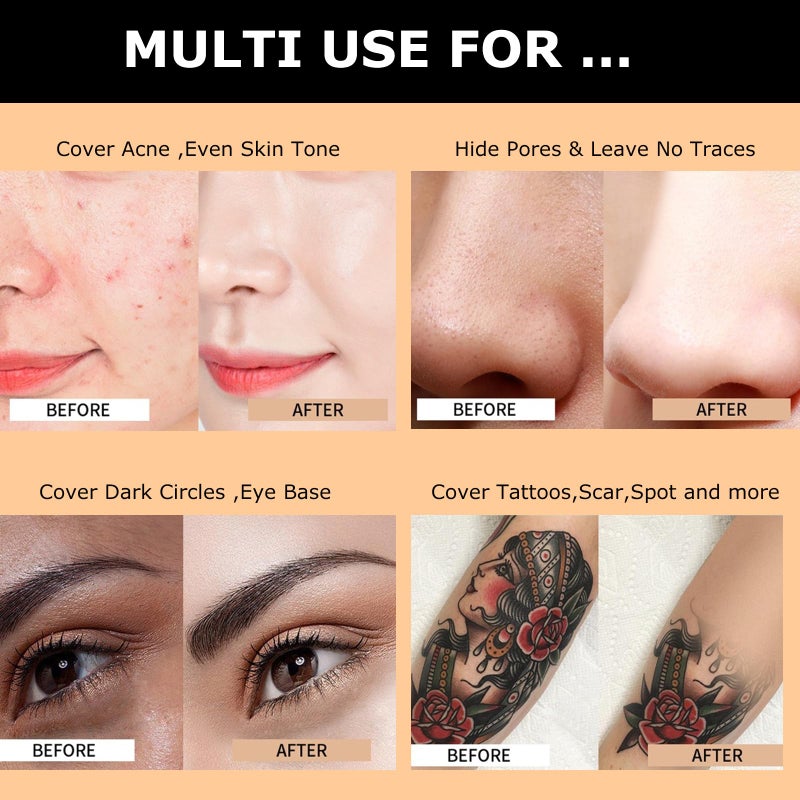 VERONNI Full Coverage Maekup Cover Concealer Tattoo Cover Up Waterproof Foundation Amazing Scar Make Up Concealer SPF 30 1.1OZ/30g (213) - Image 4