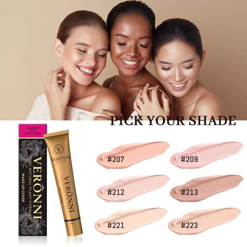 VERONNI Full Coverage Maekup Cover Concealer Tattoo Cover Up Waterproof Foundation Amazing Scar Make Up Concealer SPF 30 1.1OZ/30g (213) - Image 3