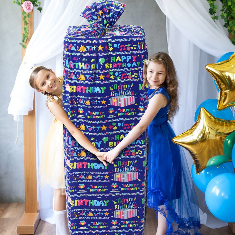 Teling 2 Pcs 80 x 60 in Jumbo Birthdays Gift Bags for Giant Present Extra Large Plastic Oversized Bike Birthdays Wrapping Bag for Baby Shower Party Favors(Blue) - Image 5