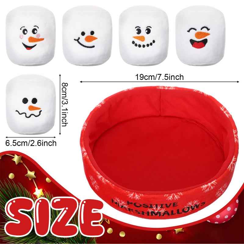 Vertintong Positive Snowman Marshmallows Doll Valentine's Day Basket Stuffers Gifts for Her/him Cuddly Stuffed Marshmallows for Ones of All Ages Winter Party Includes 5 Plushies with Carrying Basket - Image 4