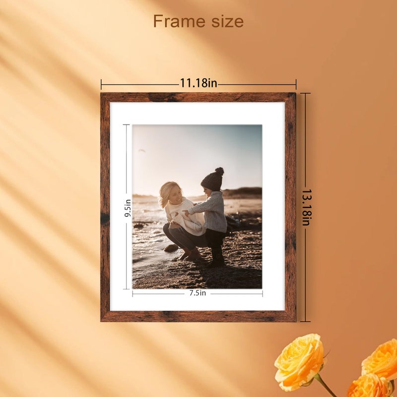 Picrit 10x12 إطار الصورة مجموعة من 12 عرض 8x10 مع حصيرة أو 10x12 بدون إطارات صور حصيرة لتركيب الجدار أو الجدول أعلى عرض بني - Image 2