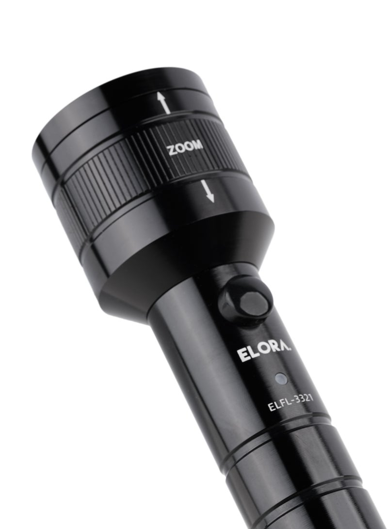 ELORA ZOOMABLE 2SC Rechargeable Flashlight 5000mAh Battery, long battery life use, Zoom function, Durable Metal Body, Water & Shock Resistant,  ELFL-3321 (Black) - Image 4