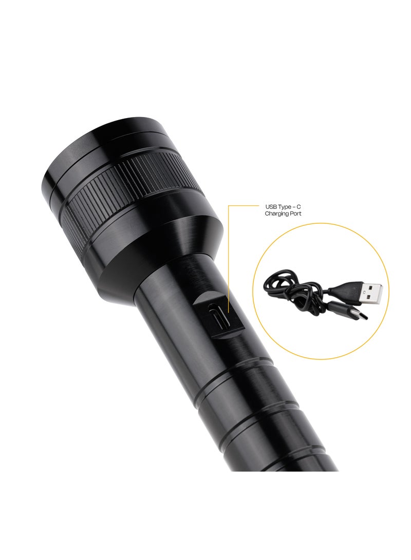 ELORA ZOOMABLE 2SC Rechargeable Flashlight 5000mAh Battery, long battery life use, Zoom function, Durable Metal Body, Water & Shock Resistant,  ELFL-3321 (Black) - Image 5