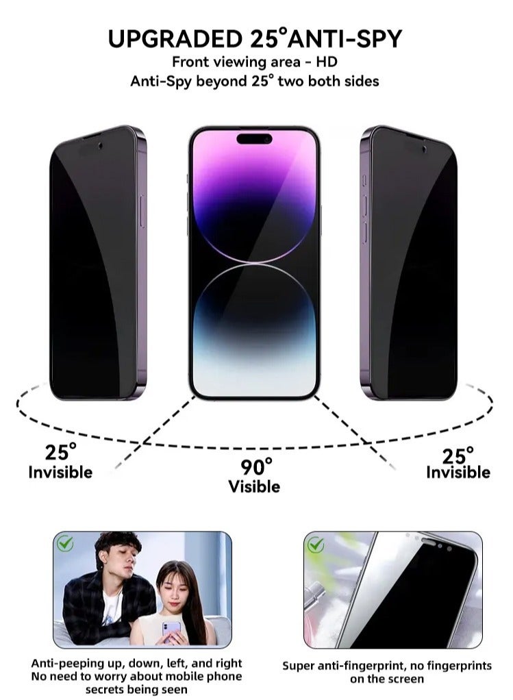 Color Fans iPhone 15 Privacy Screen Protector (2023 Dust-Free Install), Full Coverage Anti Spy Private Tempered Glass Film 9H Hardness, Bubble Free - Image 5