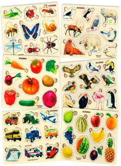 quokka Toddler Puzzles for Kids Ages 2-4 in a Bag - 6 Montessori Wooden Puzzles for Kids Ages 3-5 by QUOKKA - Preschool Wood Game for Boys and Girls 1-3 - Gift for Learning Realistic Animals Fruits Vehicles  - Image 5