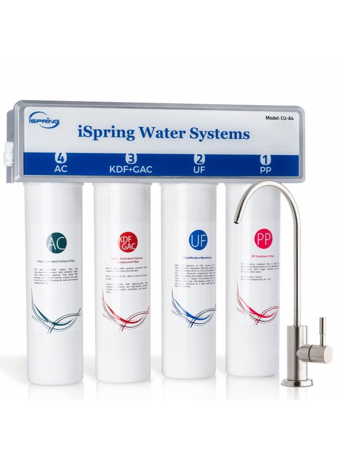 iSpring Ispring Cu-A4 0.01µm Ultra-Filtration Under Sink Water Filter System, Tankless 4-Stage High Capacity, Remove 99.99% Contaminants, Quick Filter Change With Chrome Faucet, White - Image 5