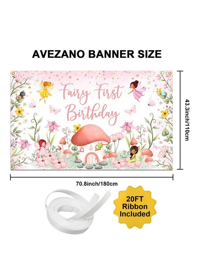 Avezano لافتة عيد الميلاد الأول للأميرات من أفيزانو للفتيات - خلفية عيد الميلاد الأول للأميرات - زينة حفلة عيد الميلاد الأول باللون الوردي 6x3.6 قدم - Image 2