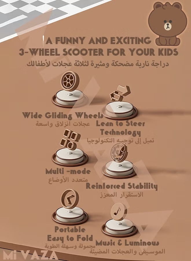 مي فازا سكوتر ثلاثي العجلات للأطفال مع عجلات LED مضيئة للأطفال الصغار من البنات والأولاد، 3 ارتفاعات قابلة للتعديل، إمالة للتوجيه، سطح عريض للغاية، عجلات مضيئة للأطفال من سن 3 إلى 6 سنوات - Image 2