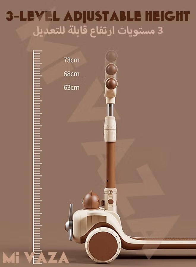 مي فازا سكوتر ثلاثي العجلات للأطفال مع عجلات LED مضيئة للأطفال الصغار من البنات والأولاد، 3 ارتفاعات قابلة للتعديل، إمالة للتوجيه، سطح عريض للغاية، عجلات مضيئة للأطفال من سن 3 إلى 6 سنوات - Image 4