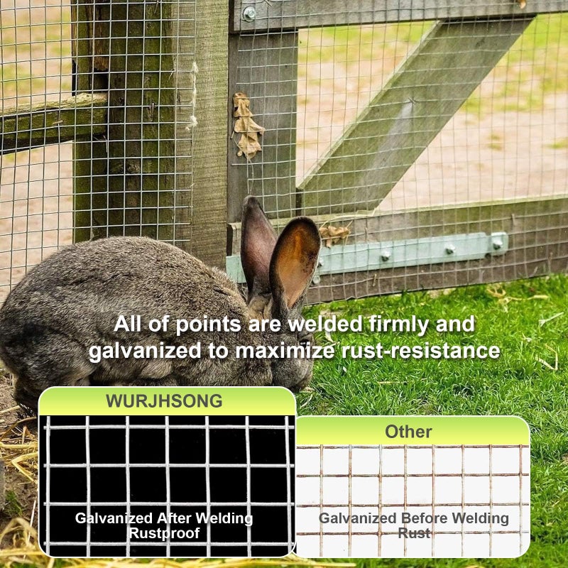 WURJHSONG Hardware Cloth 16'' x 10' 1/2 in Galvanized Wire Mesh Roll (19 GA) Chicken Wire Fence Roll for Chicken Pen/coop Fences, Screen mesh, Rabbit/Snake Fences, Poultry enclosures, Handicraft Making, etc. - Image 3
