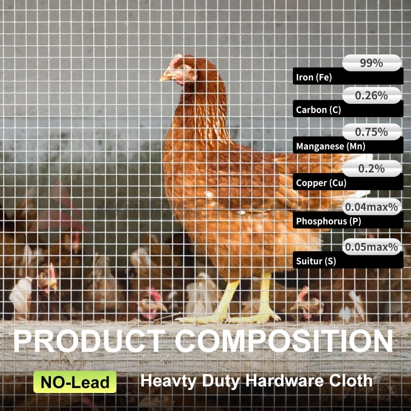 WURJHSONG Hardware Cloth 16'' x 10' 1/2 in Galvanized Wire Mesh Roll (19 GA) Chicken Wire Fence Roll for Chicken Pen/coop Fences, Screen mesh, Rabbit/Snake Fences, Poultry enclosures, Handicraft Making, etc. - Image 2
