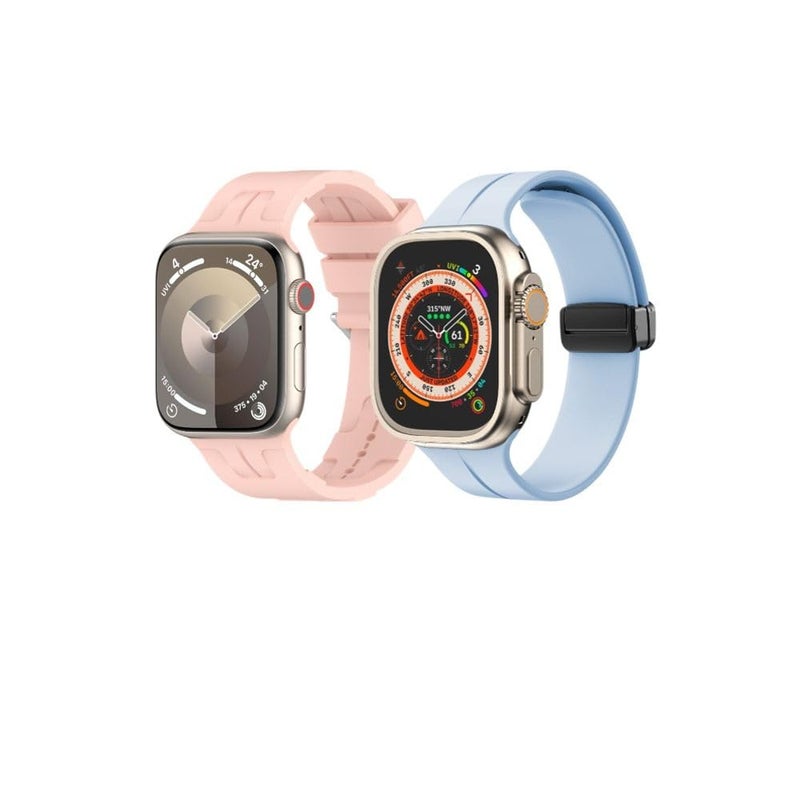BURAQ 2-Pack Sports Strap Compatible with Apple Watch 49/46/45/44/42mm – Series Ultra 2/Ultra/9/8/7/6/5/4/3/2/1/SE – Model #0732 - Image 1