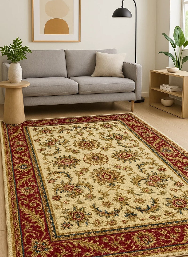 لوفت بريستول، سجادة أريكة، سجادة غرفة معيشة حديثة، سجادات أرضية ناعمة، وسائد سجادة، سجادة أريكة غير قابلة للانزلاق، سجادة غرفة معيشة قابلة للغسل، مقاس 200*285 سم، بيج/أحمر-112-CG1-W - Image 1