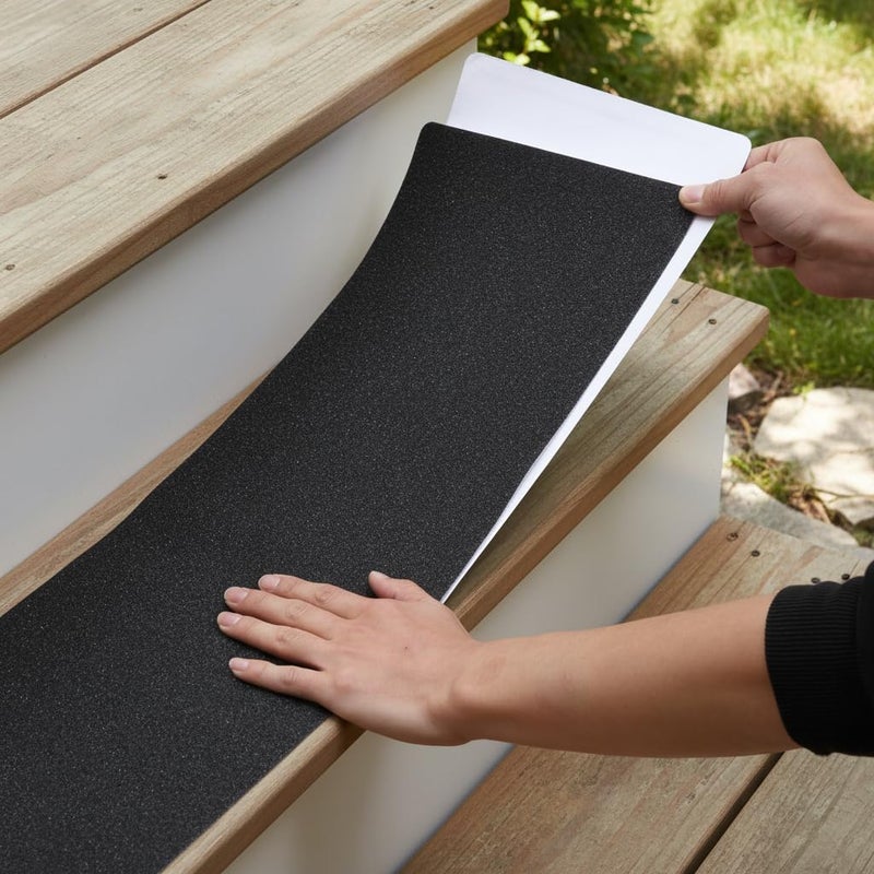 MBIGM 12-Pack Non-Slip Outdoor Stair Treads - Anti Slip 8" X 30" Grip Tape Adhesive Strips - Heavy Duty Traction for Steps, Staircase, Deck - Image 1