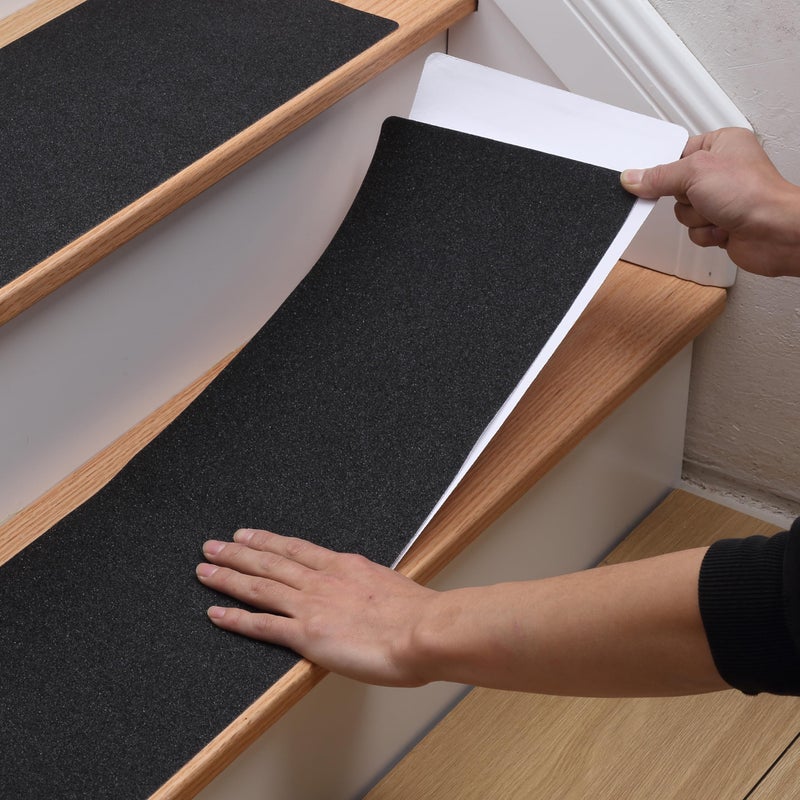 MBIGM 12-Pack Non-Slip Outdoor Stair Treads - Anti Slip 8" X 30" Grip Tape Adhesive Strips - Heavy Duty Traction for Steps, Staircase, Deck - Image 4