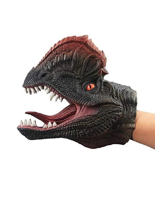 Kids Boys Dinosaur Hand Puppets Soft Rubber Realistic Halloween Role Play Toys - Image 1