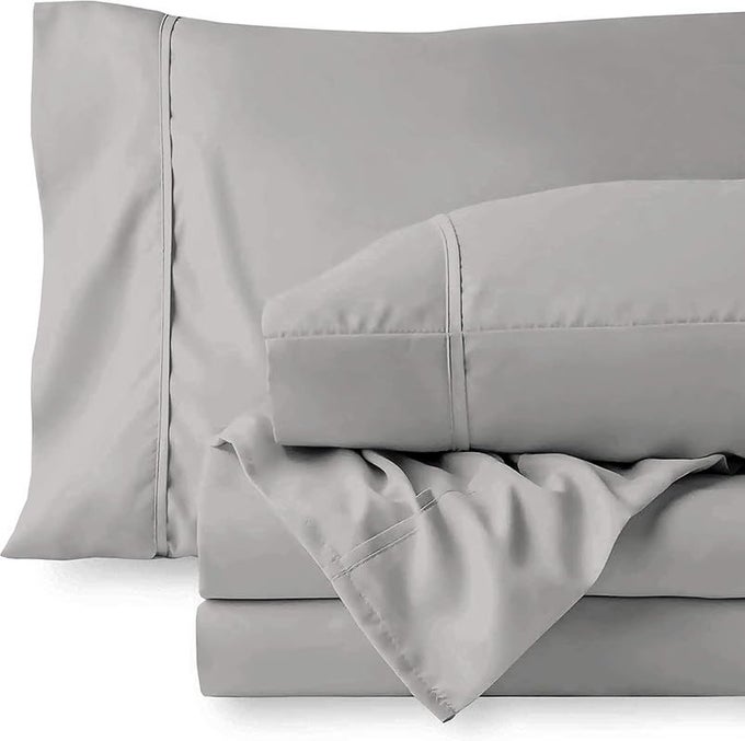 3 PIECES FLAT BED SHEET 100 EGYPTIAN COTTON 1 PC FLAT BED SHEET AND 2 PC PILLOW COVERS 1000 THREAD COUNTS LIGHT GREY SOLIDKING SIZE