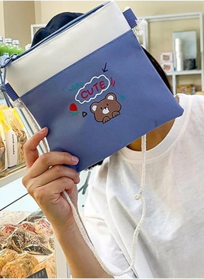 Generic - Cute Backpack Multi Set With Cute Plush Pendants & Badge High Capacity School Bag Cute Aesthetic Backpack 5 Pcs Backpack Fashion Book Bags With Cute Plush Pendant (Blue) - Image 1